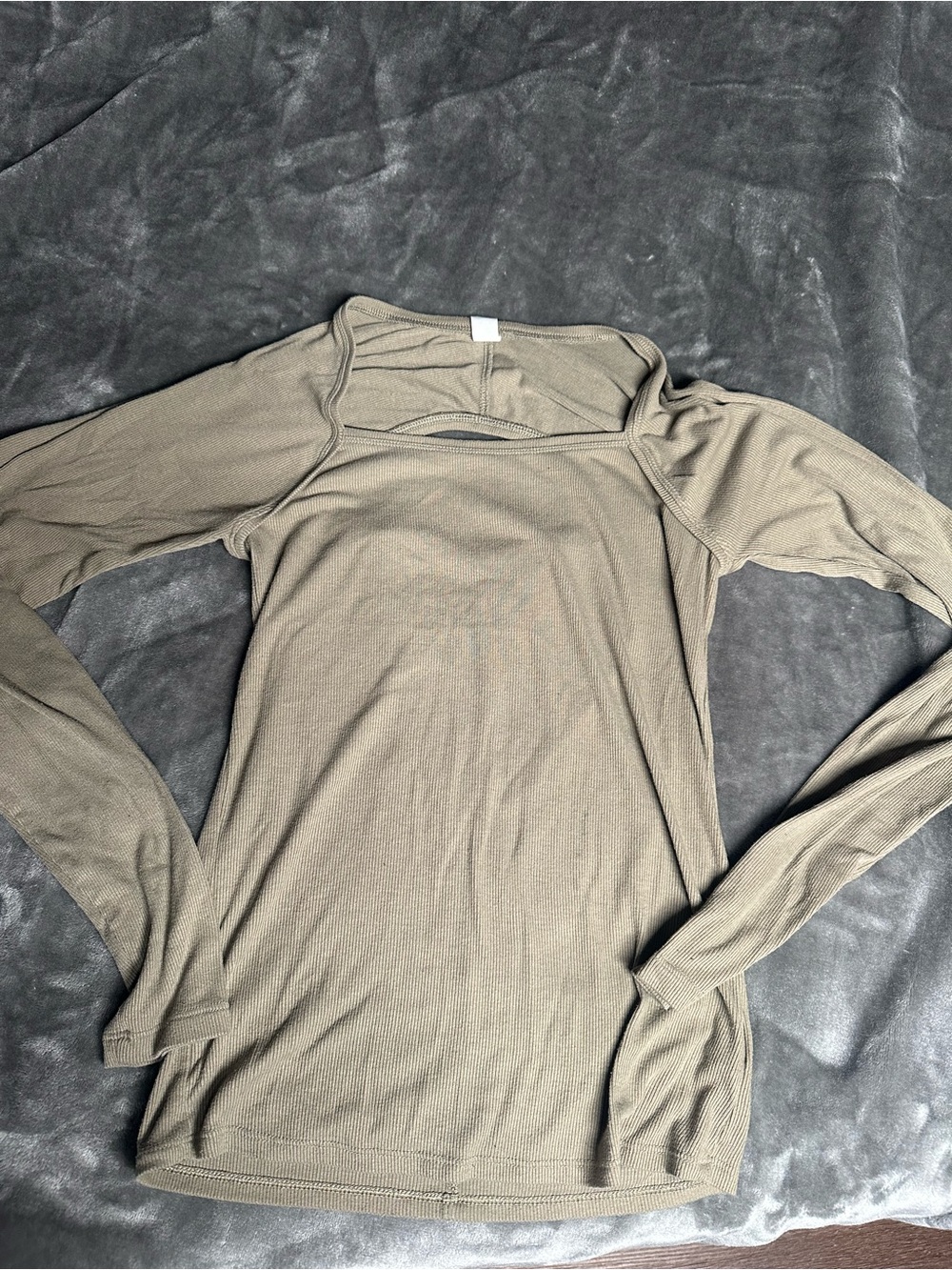 Old Navy Olive Waffle Knit Long Sleeve Top